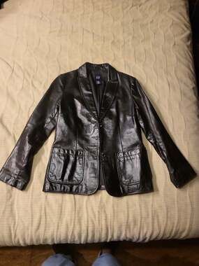 Vintage GAP 90s Genuine Black Leather Blazer Jacket